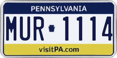 PA license plate MUR1114