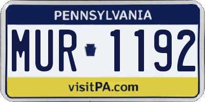 PA license plate MUR1192