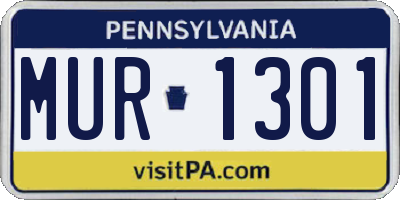 PA license plate MUR1301
