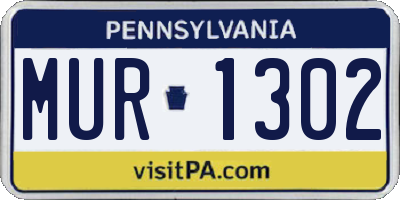 PA license plate MUR1302