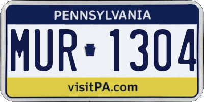 PA license plate MUR1304