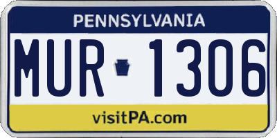 PA license plate MUR1306