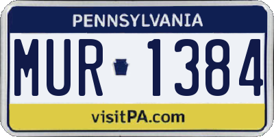 PA license plate MUR1384