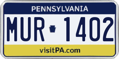 PA license plate MUR1402