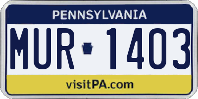 PA license plate MUR1403