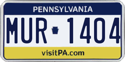PA license plate MUR1404