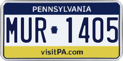 PA license plate MUR1405