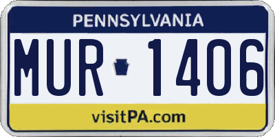 PA license plate MUR1406