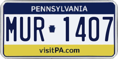 PA license plate MUR1407