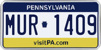 PA license plate MUR1409