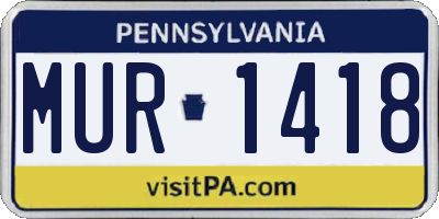 PA license plate MUR1418