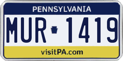 PA license plate MUR1419