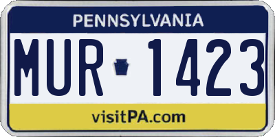 PA license plate MUR1423