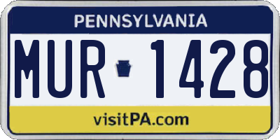 PA license plate MUR1428