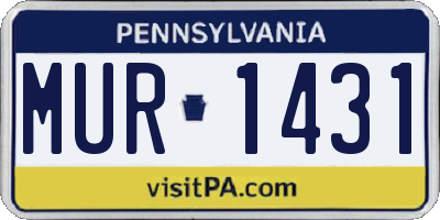 PA license plate MUR1431