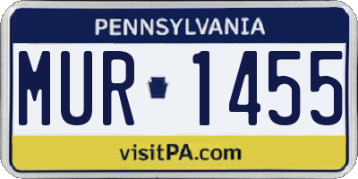 PA license plate MUR1455