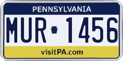 PA license plate MUR1456