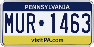 PA license plate MUR1463