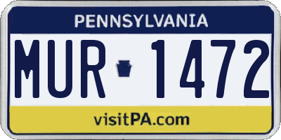 PA license plate MUR1472