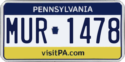 PA license plate MUR1478