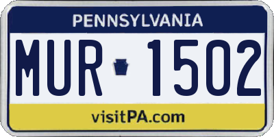 PA license plate MUR1502