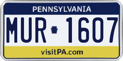 PA license plate MUR1607