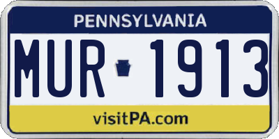 PA license plate MUR1913