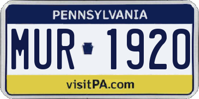 PA license plate MUR1920