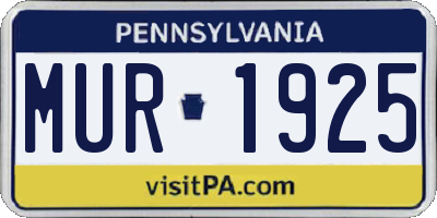 PA license plate MUR1925