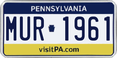 PA license plate MUR1961