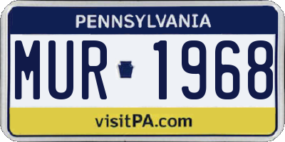 PA license plate MUR1968
