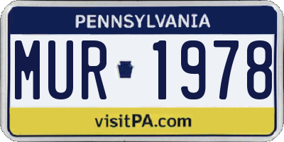 PA license plate MUR1978