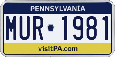 PA license plate MUR1981