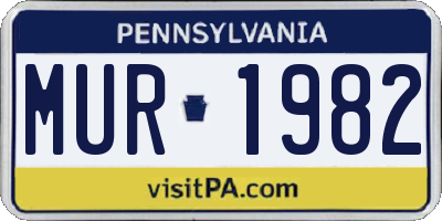 PA license plate MUR1982