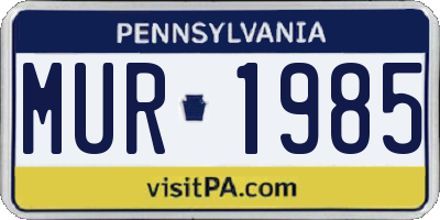 PA license plate MUR1985