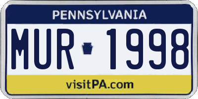 PA license plate MUR1998