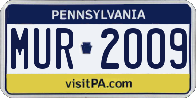 PA license plate MUR2009