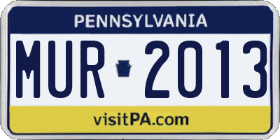 PA license plate MUR2013