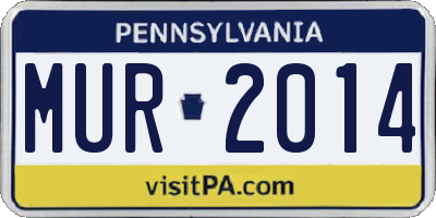 PA license plate MUR2014