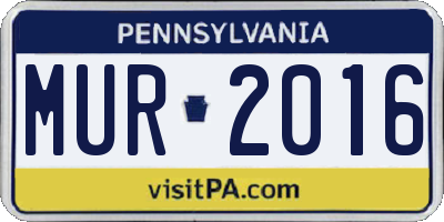PA license plate MUR2016