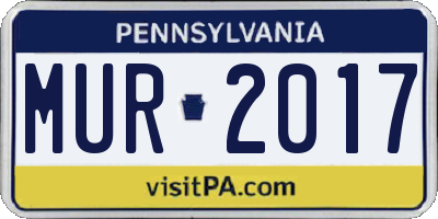 PA license plate MUR2017