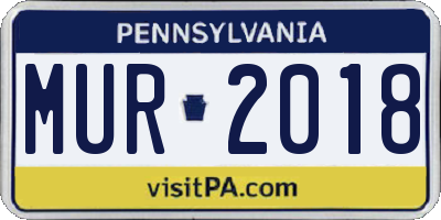 PA license plate MUR2018