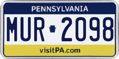PA license plate MUR2098
