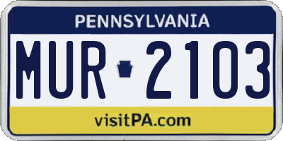 PA license plate MUR2103