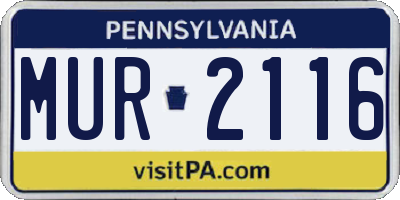 PA license plate MUR2116