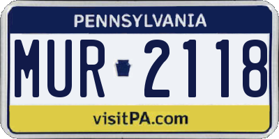 PA license plate MUR2118