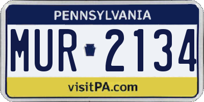 PA license plate MUR2134