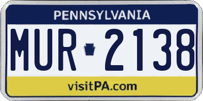 PA license plate MUR2138