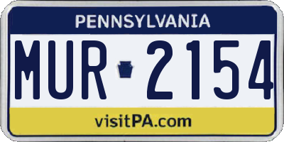 PA license plate MUR2154