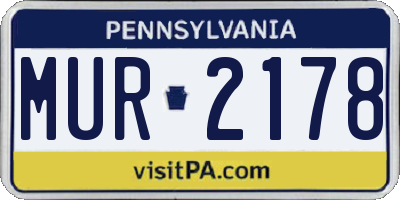 PA license plate MUR2178